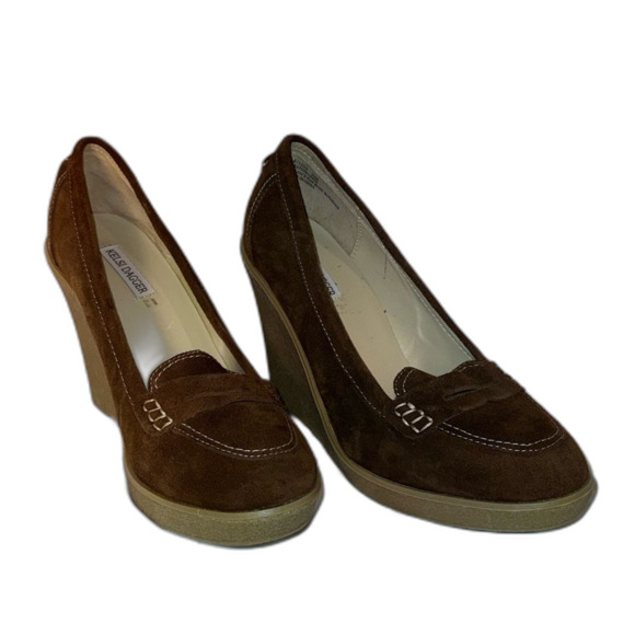 Kelsi Dagger 4” wedge heel brown suede penny loafer size 10 NWOT - Picture 9 of 14